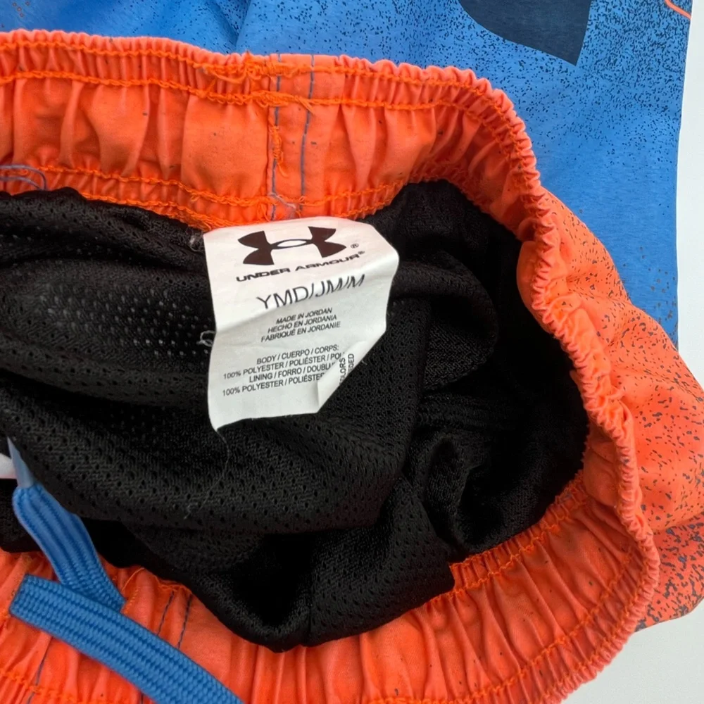 Under Armour Boy’s Orange and Blue swim Shorts Trunks youth Medium UA EUC beach